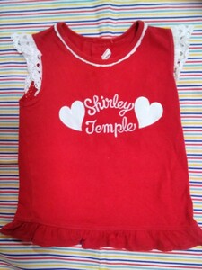 (セール)シャーリーテンプル　Shirley Temple☆サイズ110　100くらいから☆タンクトップ　半袖Tシャツ☆赤☆ハートレース☆検メゾピアノ