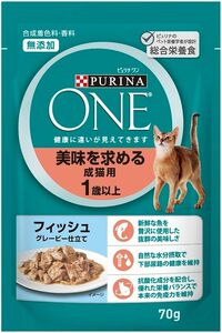 ピュリナ ワン ピュリナワンキャット パウチ 美味を求める成猫用 １歳以上 フィッシュグレービー仕立て 70g×12個