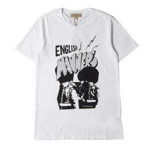 BURBERRY バーバリー Tシャツ サイズ:M フロント グラフィック ロゴ プリント クルーネック 半袖Tシャツ ホワイト 白 トップス カットソー