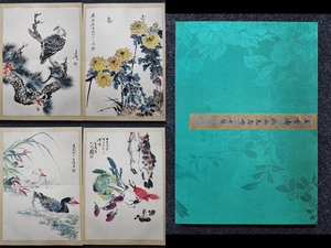 【徳】旧家蔵出 中国書画 『近代画家王雪濤・花鳥図冊頁 10開頁 紙本 肉筆保証品』 軸装 古美術品 骨董品 A2