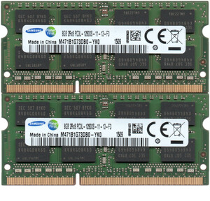 【DDR3 8GBx2枚 合計16GB ノートPC用】＜動作確認済＞SAMSUNG 低電圧 1.35V DDR3L-1600 (PC3L-12800S) M471B1G73DB0-YK0 2枚【中古】H156