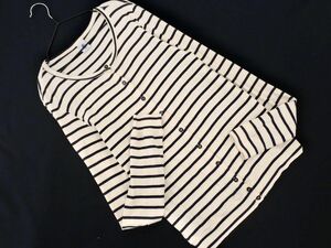 PETIT BATEAU プチバトー ボーダー カーディガン sizeS/アイボリーｘ紺 ◇■ ☆ ebc6 レディース