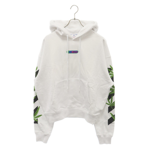 OFF-WHITE オフホワイト 22SS Weed Arrow ウィードアロー ロゴ刺繍 スウェット プルオーバーパーカー ホワイト OMBB037S22FLE010