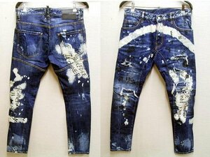 即決[46]DSQUARED2 17AW TIDY BIKER JEAN グラフィティー メッセージ テキスト 文字 デニム スリム バイカー S74LB0245 パンツ■6113