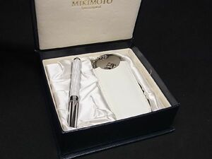 ■美品■ MIKIMOTO ミキモト 本真珠 アコヤ真珠 パール 約3mm リップブラシ ミラー 鏡 2点セット シルバー系 DD5103