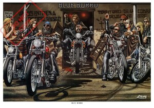 ポスター★David Mann×Easyriders 030『Blue Burro』★Chopper/ナックル/パンヘッド/ショベル/ヘルズエンジェルス/Hell