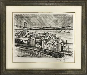 【特価】　≪　　ベルナール 　ビュッフェ　　≫　　オリジナル ドライポイント【銅版画】　 SANT-TROPEZ VU DE LA CITADELLE 　 1977年