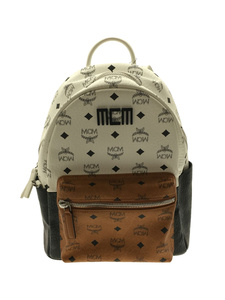 MCM◆21年モデル/MIX BACKPACK/リュック/バックパック/ホワイト/ブラウン/PVC/WHT/総柄