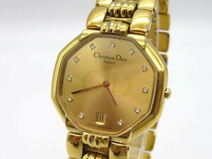 1円◆稼働◆ クリスチャンディオール 45.154 ゴールド クオーツ ユニセックス 腕時計 M20703
