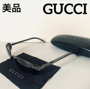 美品 S1 GUCCI グッチ サングラス 眼鏡 ロゴ スクエア ケース クロス付 ブラウン