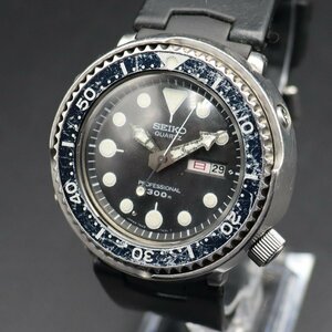 OH済 希少 ツナ缶 SEIKO セイコー ダイバーズ プロフェッショナル 300m防水 7549-7010 クォーツ 日/英デイデイト 波マーク 諏訪工場 メンズ