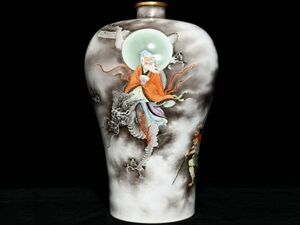 【瓏】陶磁器 粉彩描金人物故事紋 梅瓶 大清雍正年製 染付 置物擺件 古賞物 中国古美術 蔵出