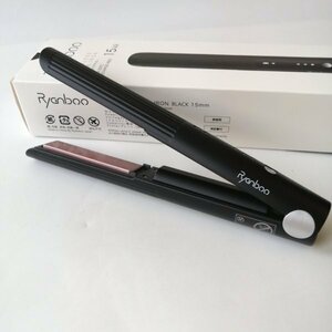 Ryanboo コードレスヘアアイロン USB充電式ヘアアイロン ブラック 持ち運び用ヘアアイロン 3段階温度調整 15mm 【USED品】 02 04368