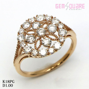 【値下げ交渉可】K18PG ダイヤモンド デザイン リング 指輪 D1.00 3.1ｇ 10.5号 仕上げ済【質屋出店】