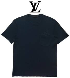 LVロゴ ◆ LOUIS VUITTON ◆ ルイヴィトン◆ ダミエ 半袖 Tシャツ カットソー メンズ 肩幅 約46cm 黒 イタリア製 メンズ