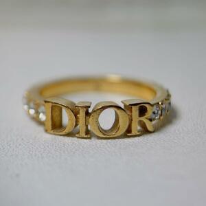 ★1円スタート★ ディオール リング Dior GP ロゴ ストーン サイズS 10号 レディース Christian Dior
