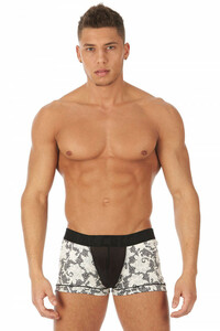 即決新品 グレッグ・オム Gregg Homme 120705 Asid Boxer Brief Black 黒色モノトーンソフト花柄生地　現品表記サイズ XS