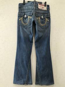 ※TRUE RELIGION トゥルーレリジョン RAINBOW JOEY イエローレインボー ダメージ加工 デニムパンツ インディゴ 米国製 28 BJBJ.G