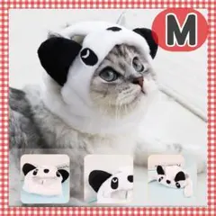 猫 ペット用被り物 コスプレ パンダ 猫用帽子 かわいい M パンダ帽子 小動物