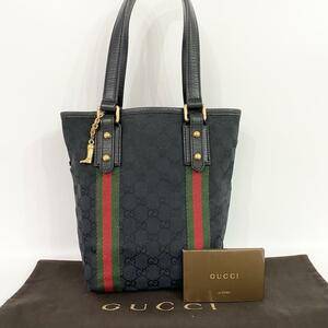 《大特価！》 GUCCI グッチ シェリーライン ハンドバッグ キャンバス ブラック チャーム 3-28054