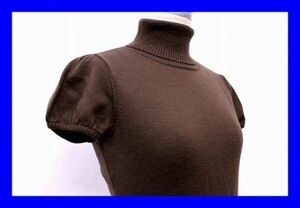 ■美品 バーバリー Burberrys セーター ニット 半袖 タートルネック ハイ 38 毛 ウール１００％ ブラウン F3848