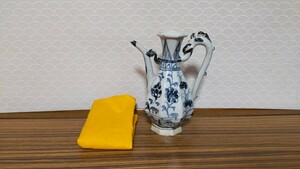 古物品 中国陶磁器 染付け唐草紋 八角形竜模様取っ手瓶 年代希少品 