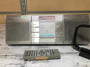 23M05-131G：Panasonic/パナソニック CD/MD/カセットデッキ RX-MDX85 リモコン ラジオアンテナ付