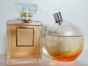 CHANEL 100ml Coco Mademoiselle Eau de Parfum　・　Hermes Eau Des Merveilles 100ml Eau de toilette　(※スプレーのヘッド無し)