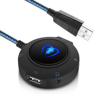 外付けサウンドカード Micolindun USB ゲーミングヘッドセット 変換 アダプタ ハブ 2.0 PC usbハブ PS4