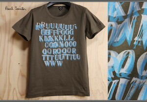 新品 ポールスミス 日本製 アルファベットロゴ プリント TシャツSカーキ 定価1.9万円/PS Paul smith