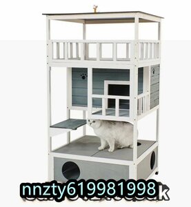 猫の別荘 猫ベッド簡約 132*70*68cm キャットハウス 実木 多機能 四季にも通用する 家庭 キャットタワー