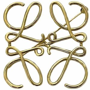 ロエベ ブローチ ゴールド アナグラム f-20095 美品 ロゴ メタル 中古 LOEWE ピンブローチ スカーフ