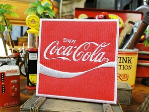 コカ・コーラブランド　ロゴワッペン　（スクエア）　アメリカン雑貨　アメリカ雑貨　coke　ワッペン　刺繍　アイロン　アメリカン