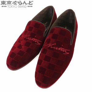 1017055391 ルイヴィトン LOUIS VUITTON オートゥイユ ライン 靴 ボルドー ベルベット 5 1/2 ローファー メンズ