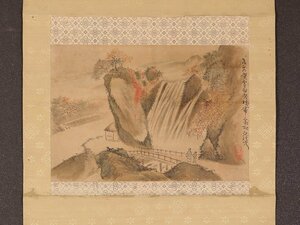 【模写】【伝来】sh7088〈白龍山人〉秋景観瀑図 中国画