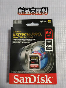 新品送料込☆SanDisk SDカード SDXCカード 64GB サンディスクExtreme Pro 200MB/s