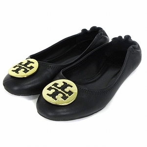 トリーバーチ TORY BURCH ミニー トラベル バレエシューズ フラットシューズ レザー 黒 ブラック 8M 24.5cm位 靴 ■SM1 レディース