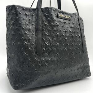 A4対応 ●JIMMY CHOO ● ジミーチュウ トートバッグ ショルダーバッグ ビジネスバッグ エンボス スター レザー ブラック メンズ 黒