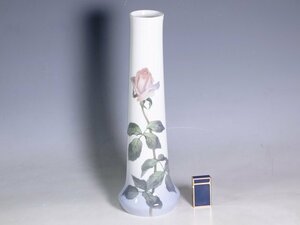 K05050【ROYAL COPENHAGEN ロイヤルコペンハーゲン】バラ ペイント フラワーベース 37cm 薔薇 花瓶 花器 花入 花生 ヴィンテージ