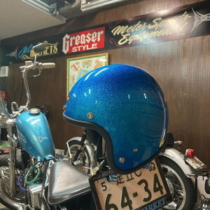 Lot-504 ジェットヘルメット SHM SG規格(全排気量) スモールジェッペル 日本製 フレーク塗装 BLUE FLAKE(S.M.L)