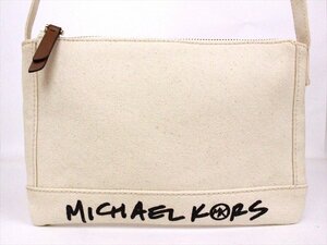 美品☆MICHAEL KORS【マイケルコース】キャンバス地ミニショルダーバッグ☆ゴールド金具☆斜めがけ☆ロゴ☆メンズ☆レディース