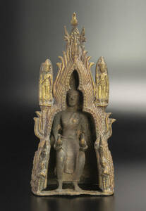 10世紀 銅佛龕 共箱 爪哇 印度尼西亚 ジャワ インドネシア Java