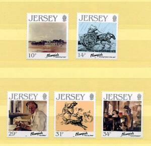 英領 ジャージー JERSEY 1986年◆画家 エドムンド・ブランピード 未使用 MNH 切手 5枚 綺麗 送料無料 ◆x-211