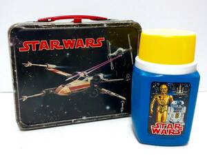 1977年 STAR WARS スターウォーズ 新たなる希望 サーモス製 ブリキ製 ランチボックス&水筒 Xウイング ストームトルーパー メイザフォース