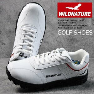 WILDNATURE ゴルフシューズ スニーカー メンズ 靴 男性用 ワイルドネイチャー おしゃれ 2801 ホワイト 25.5cm 新品 1円 スタート