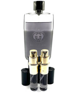 ★グッチ香水・ギルティ オー プールオム Gucci Guilty EAU Pour Homme EDT. 3.5ml入Spray 2本セット(※画像前方(黒)の小スプレーのみ出品)