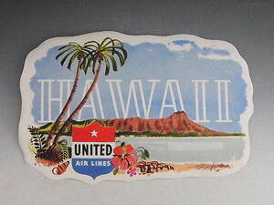 1950年代 ユナイテッド航空 ハワイ ステッカー ◆ 紙もの収集 エフェメラ 