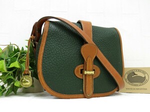 Dooney & Bourke ドゥニー&バーク◆レザー 本革◆ミニ ショルダー バッグ◆グリーン キャメル G金具◆超美品◆斜め掛け◆フラップ◆N7830