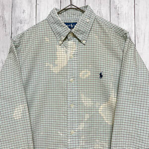 ラルフローレン Ralph Lauren チェックシャツ 長袖シャツ メンズ ワンポイント コットン100% Mサイズ 3‐697