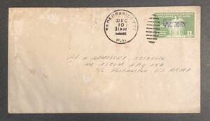 【アメリカ領 フィリピン】 1944年12月 レイテ島「VICTORY」手押しゴム印加刷 4c切手貼 タクロバン差出しエンタイア　＊南方占領地関連